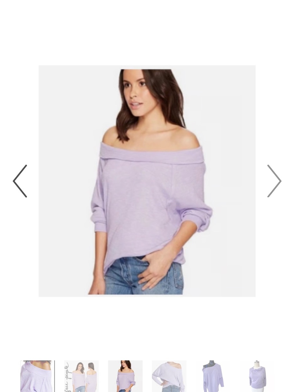 Free People Palisades Off-Shoulder Lavender Purple Sweatshirt S/P - Picture 3 of 3